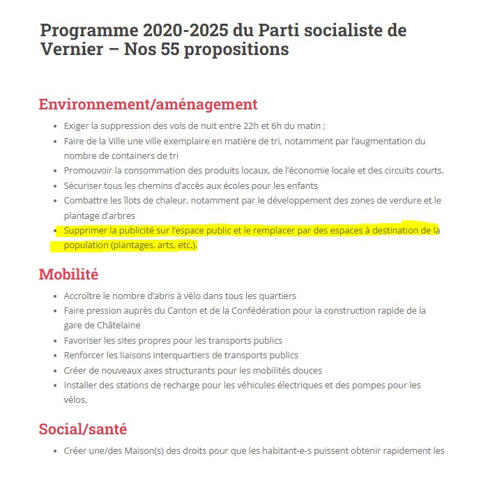 Promesse de campagne tenue: Fin de l’affichage commercial dans les rues de Vernier !